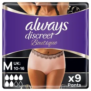 Always Discreet Boutique, Incontinence Underwear Peach Medium x9 x 3 Packs