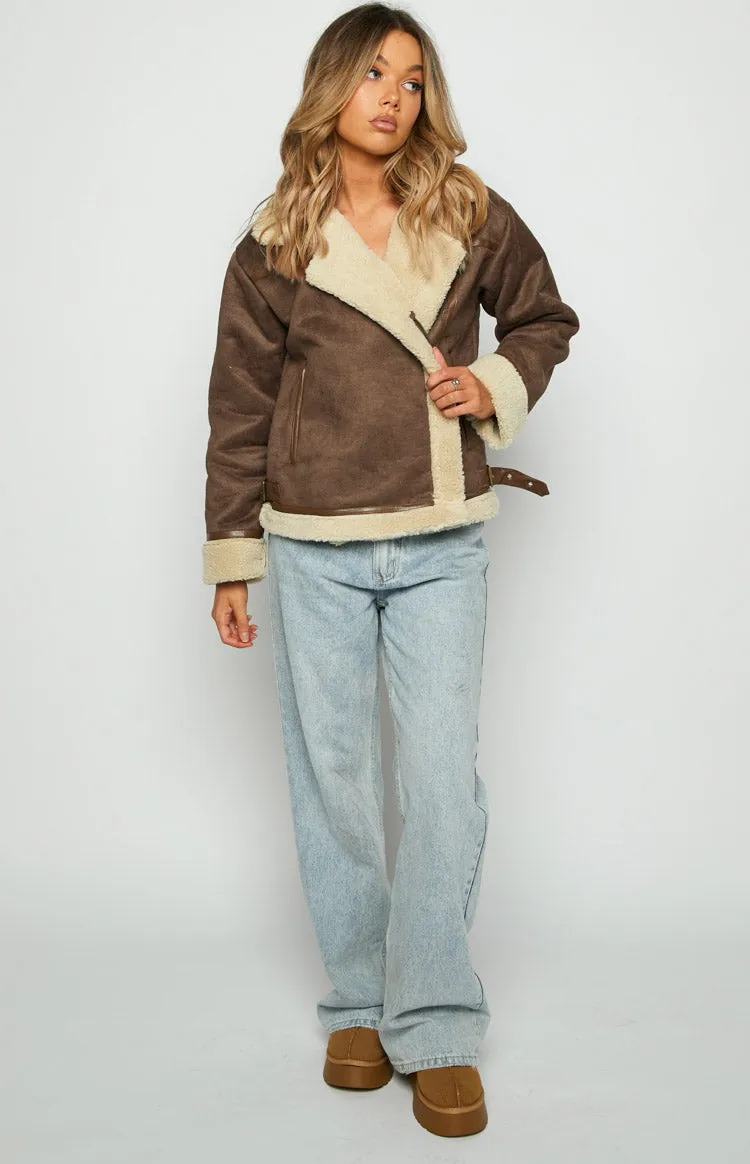 Aviator Brown Sherpa Jacket