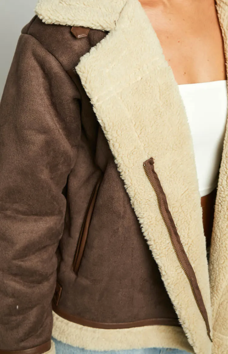 Aviator Brown Sherpa Jacket