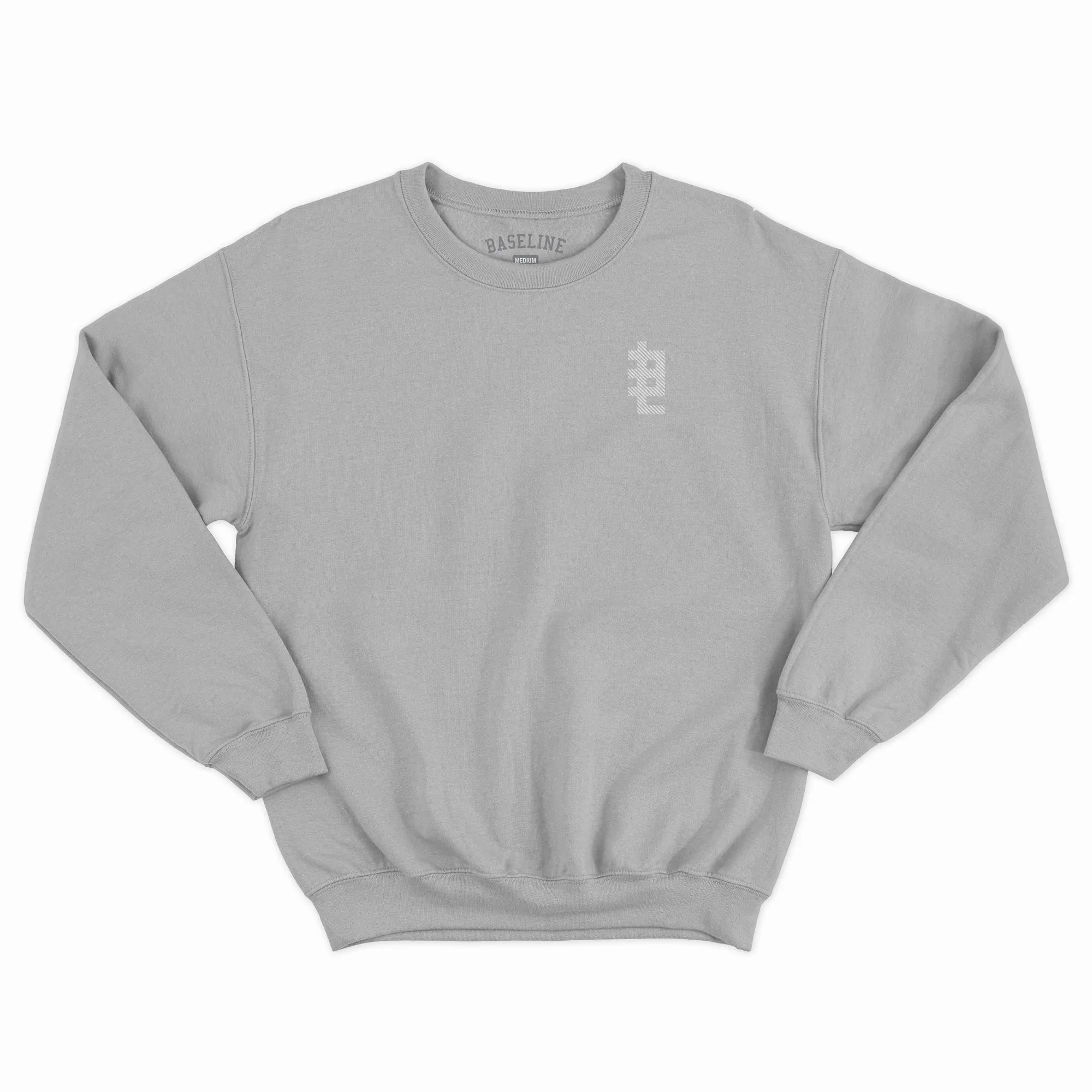 Baseline - Diagonals Crewneck (Heather Grey/White)