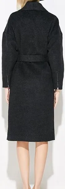 Black Wrap Wool-Blend Coat