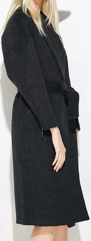 Black Wrap Wool-Blend Coat