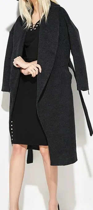 Black Wrap Wool-Blend Coat