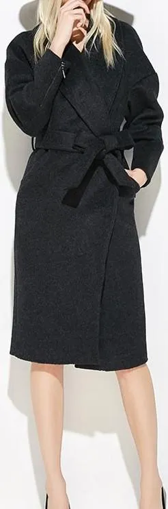 Black Wrap Wool-Blend Coat