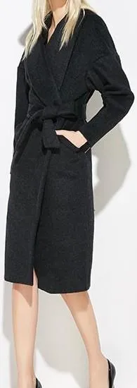 Black Wrap Wool-Blend Coat