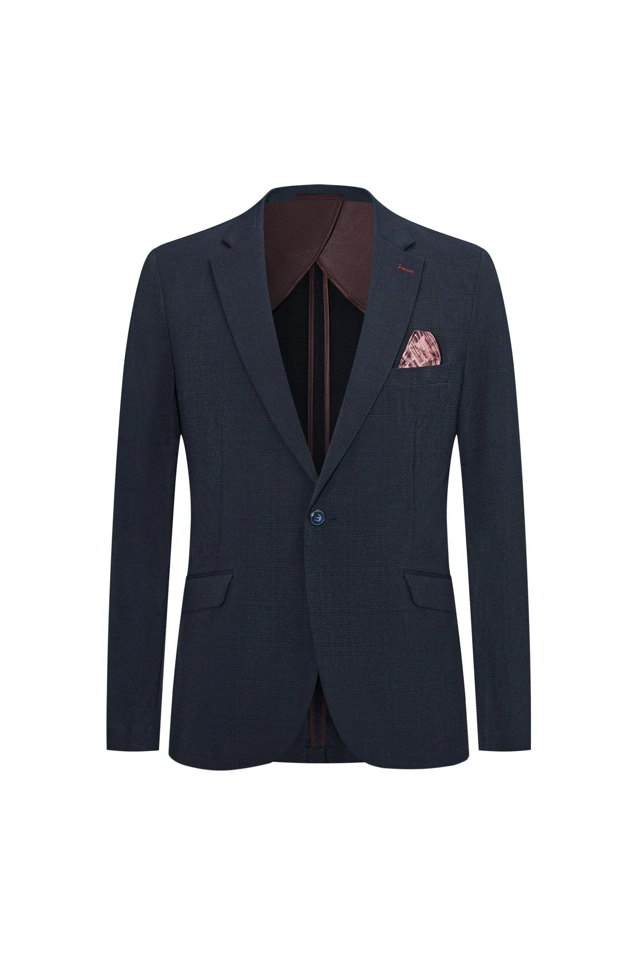 Blended Stretch Pin Check Suit in Slim Fit