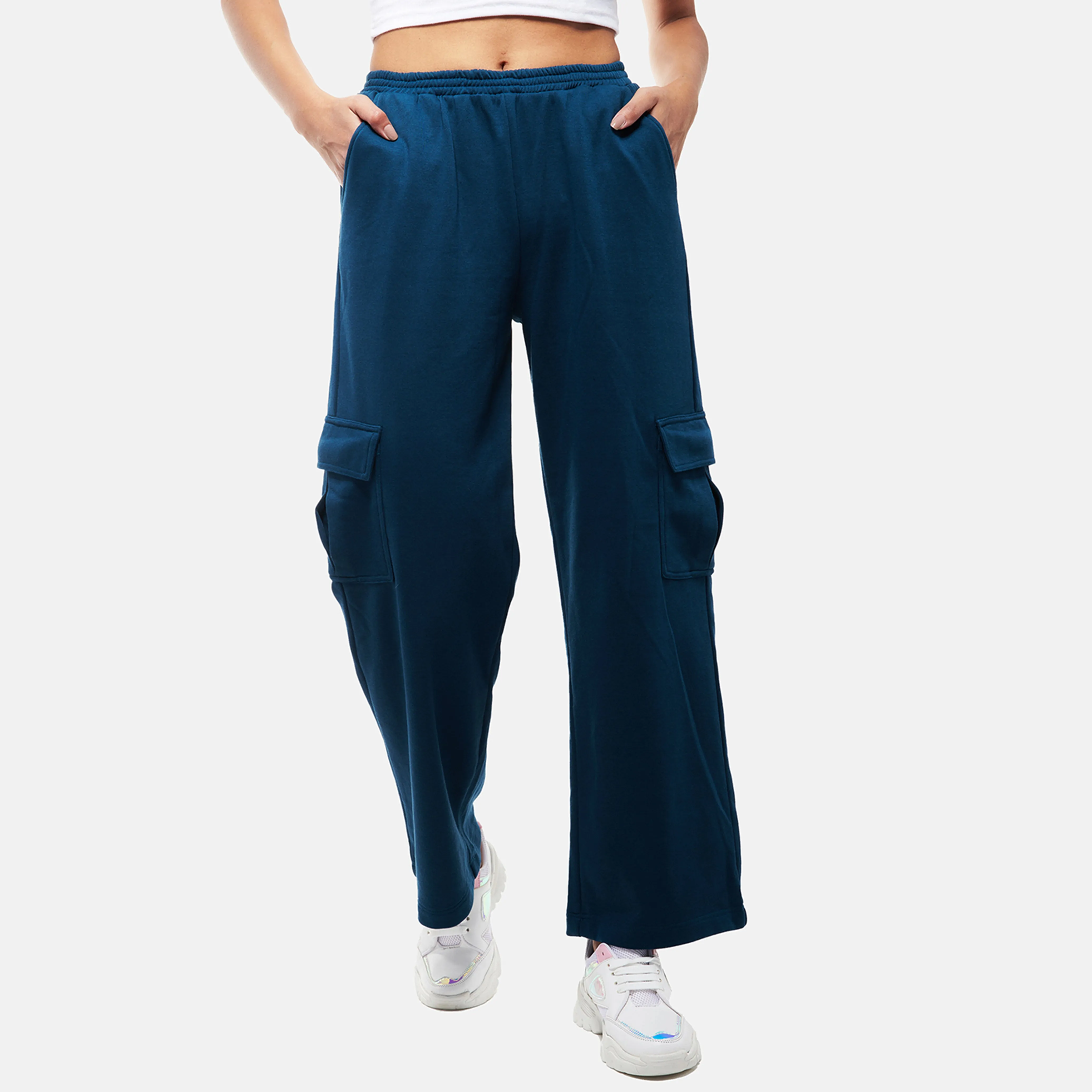 Blue Pull-Up Cargo Pants