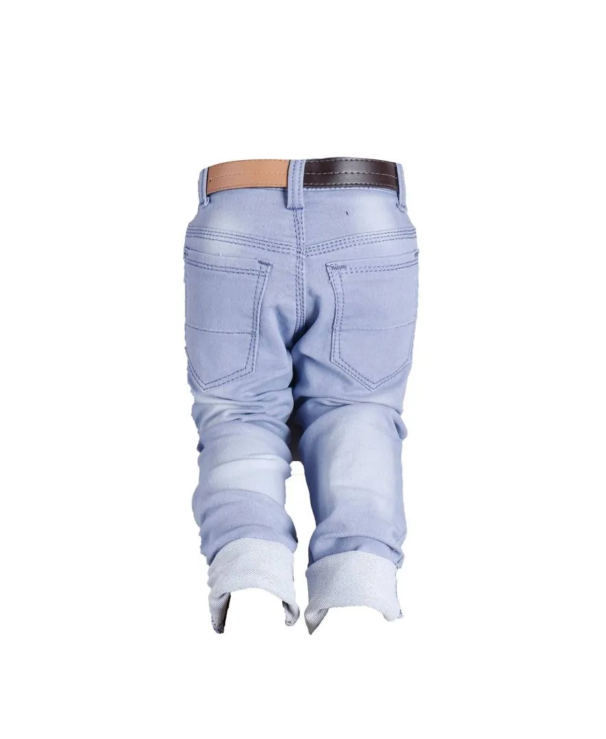 Boy's Grey Denim Solid Jeans