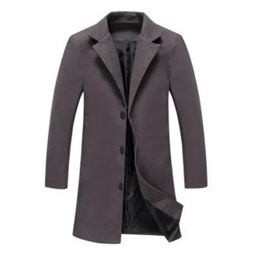 BRADFORD Design Collection Men's Fashion Navy Blue Coat Jacket Premium Quality Long Navy Blue Wool Coat Jacket