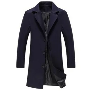 BRADFORD Design Collection Men's Fashion Navy Blue Coat Jacket Premium Quality Long Navy Blue Wool Coat Jacket