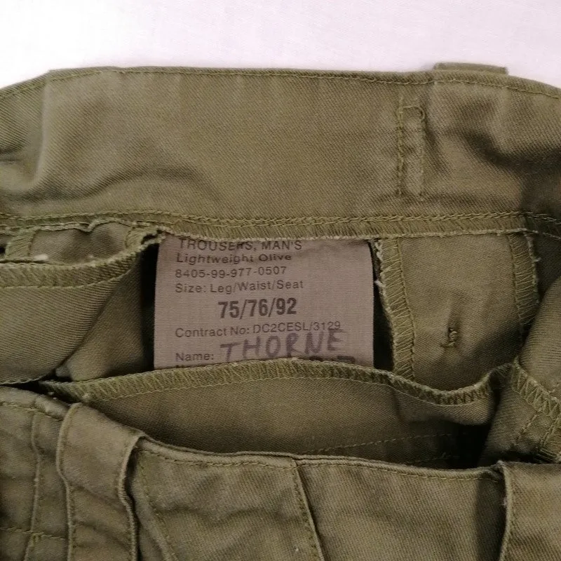 British Lightweight 98-patt. Trousers. (no leg pocket). Used/Graded. Olive Green.