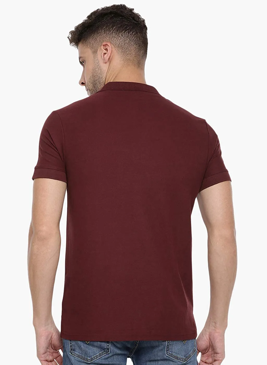 Brown Slim Fit Polo Neck T-Shirt with collar for Men