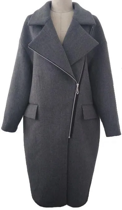 Cashmere & Wool Blend Coat in Grey