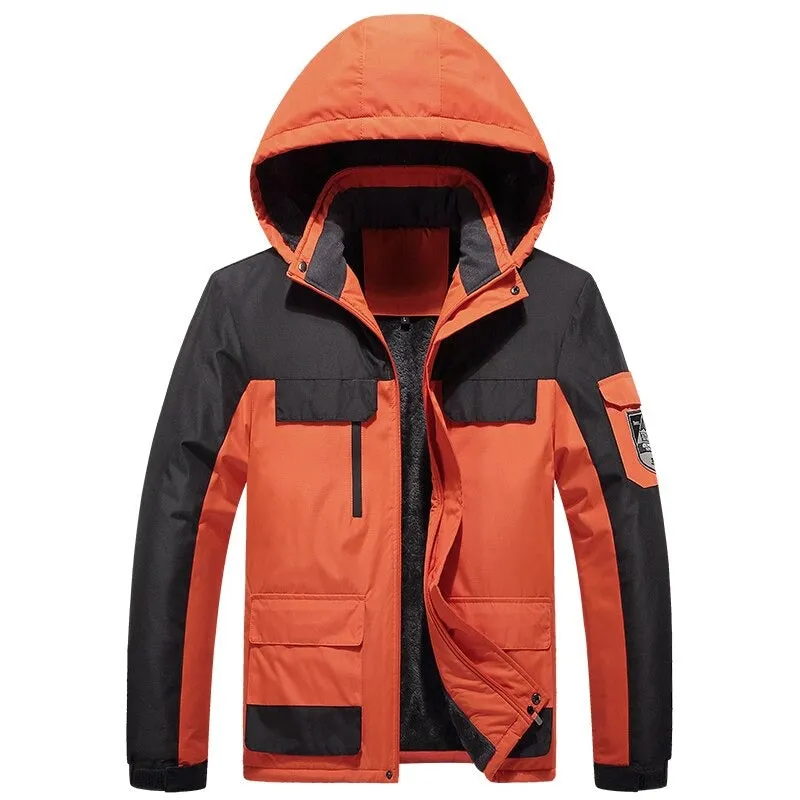 Casual Streetwear Solid Hooded Warm Jacket For Men