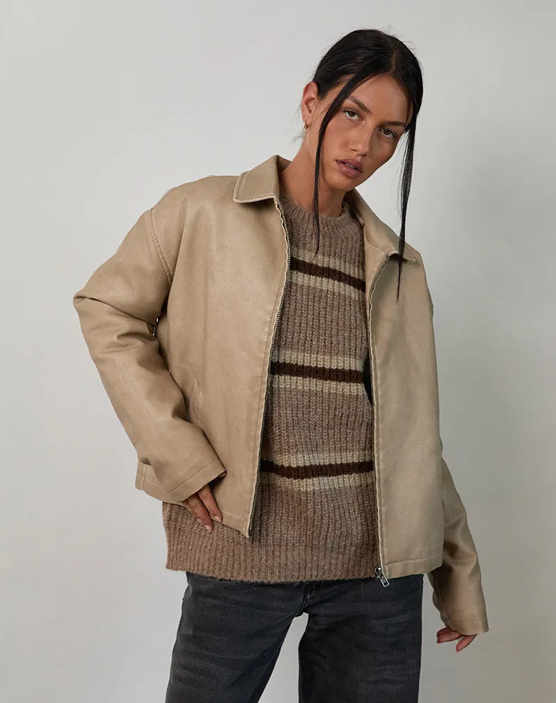 Catalin Jacket In Worn PU Sand