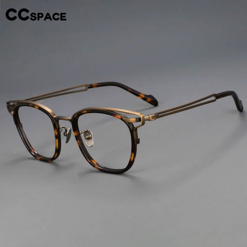 CCspace Unisex Full Rim Square Titanium Acetate Eyeglasses 55227