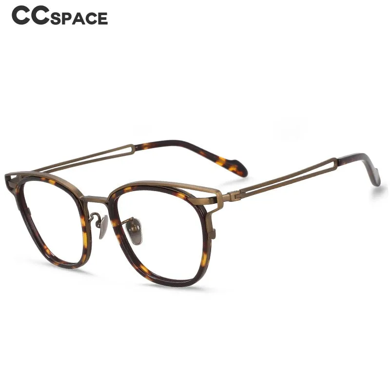 CCspace Unisex Full Rim Square Titanium Acetate Eyeglasses 55227