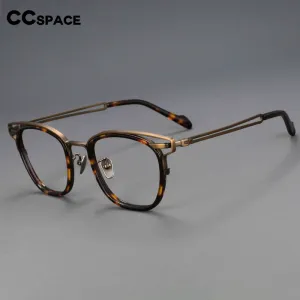 CCspace Unisex Full Rim Square Titanium Acetate Eyeglasses 55227