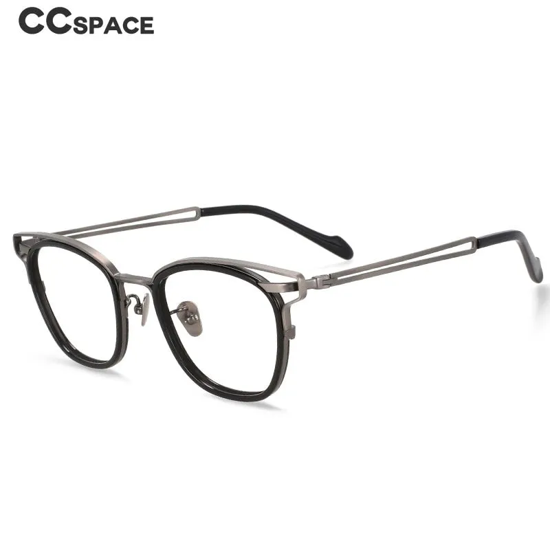 CCspace Unisex Full Rim Square Titanium Acetate Eyeglasses 55227