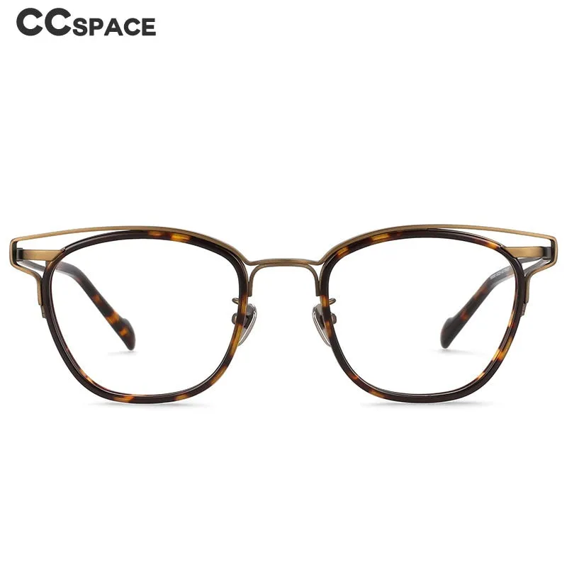 CCspace Unisex Full Rim Square Titanium Acetate Eyeglasses 55227