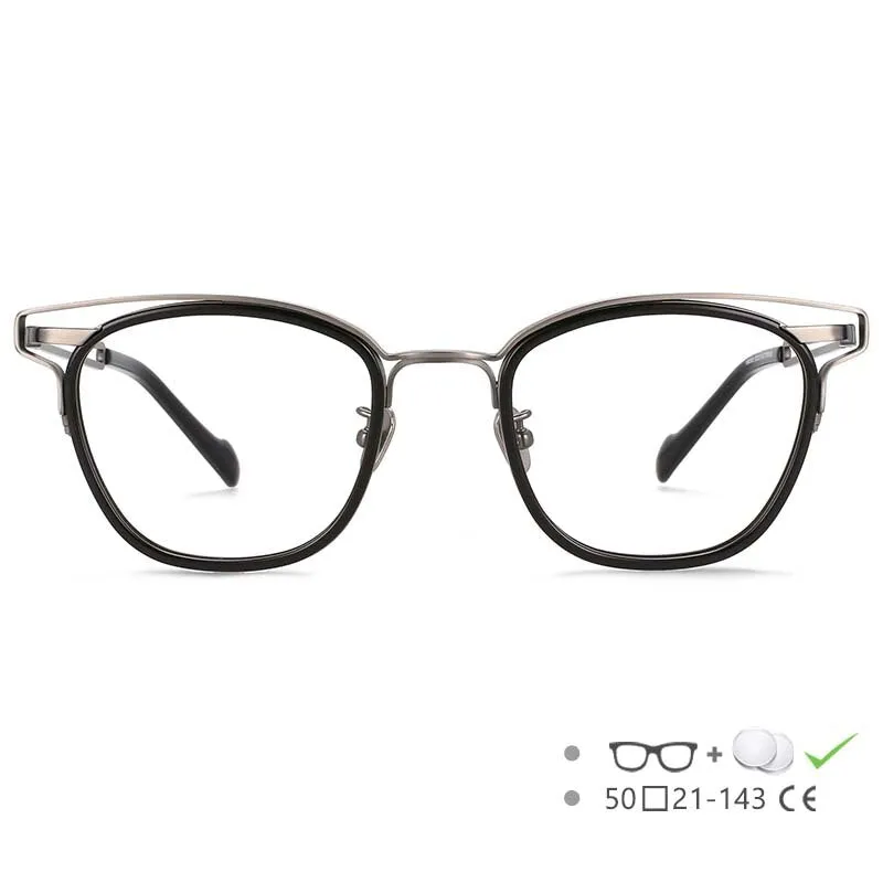 CCspace Unisex Full Rim Square Titanium Acetate Eyeglasses 55227