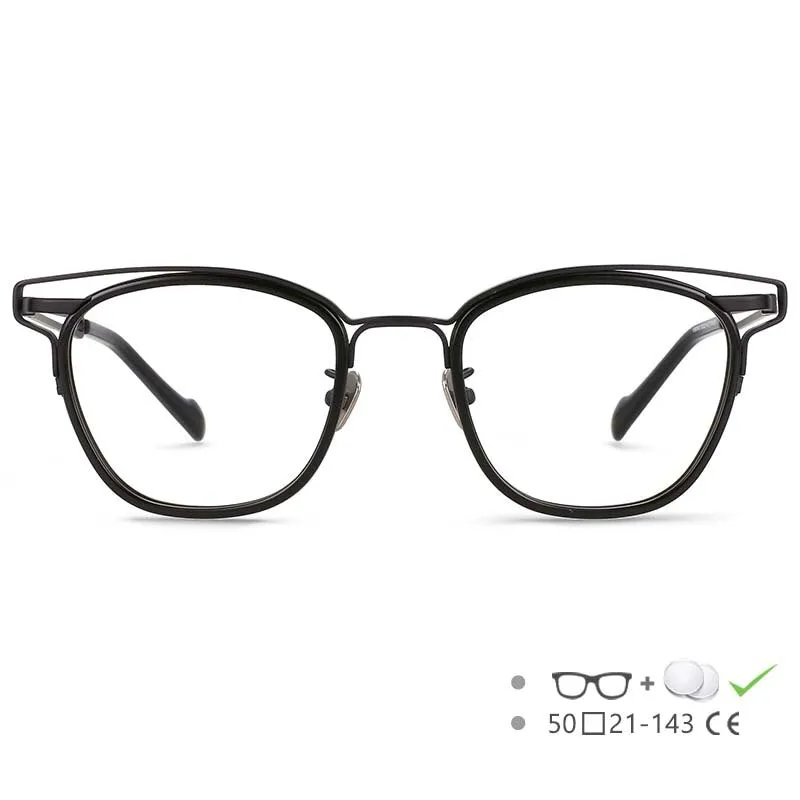 CCspace Unisex Full Rim Square Titanium Acetate Eyeglasses 55227