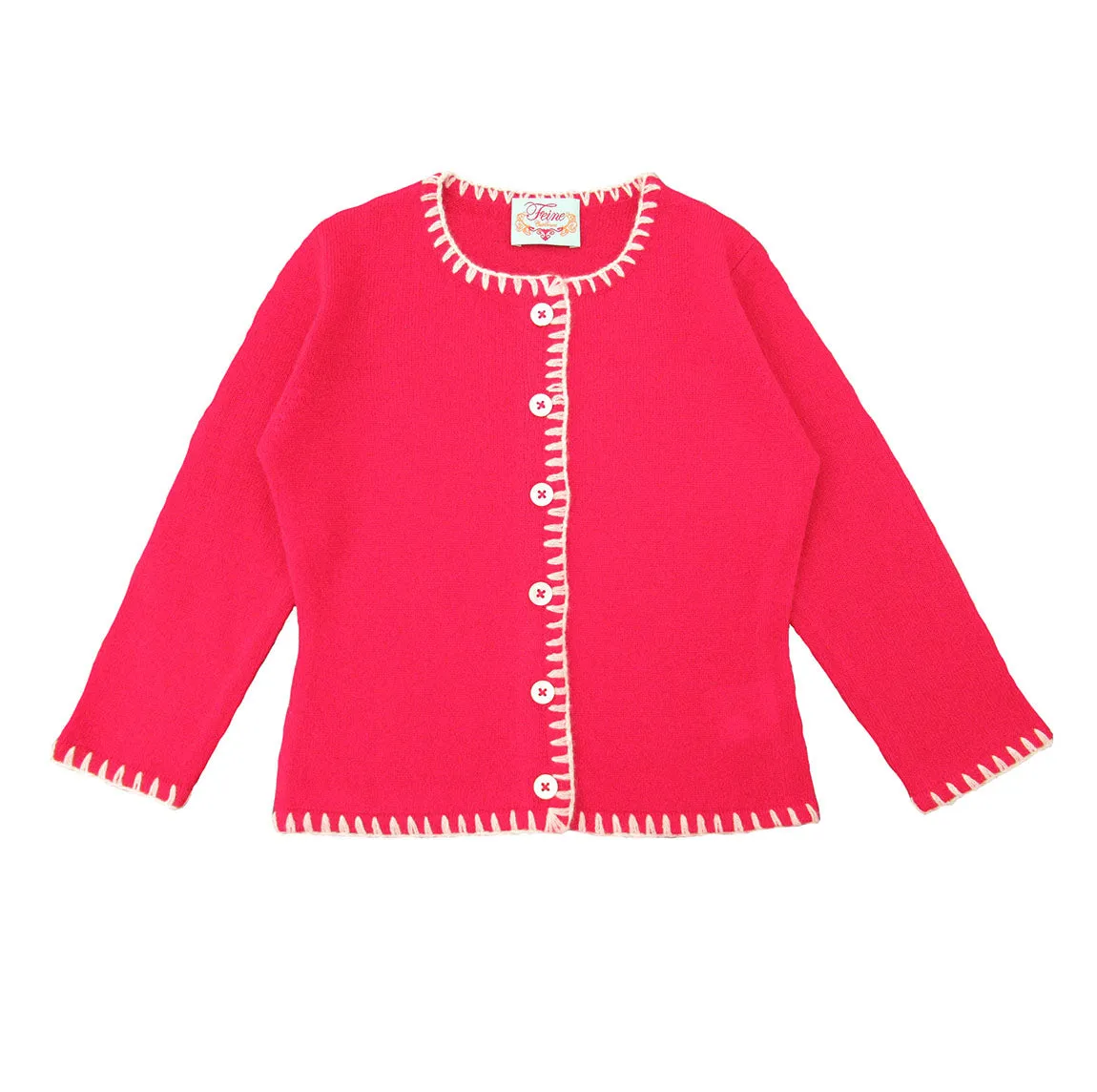 Coco Girls Cashmere Cardigan in Postbox