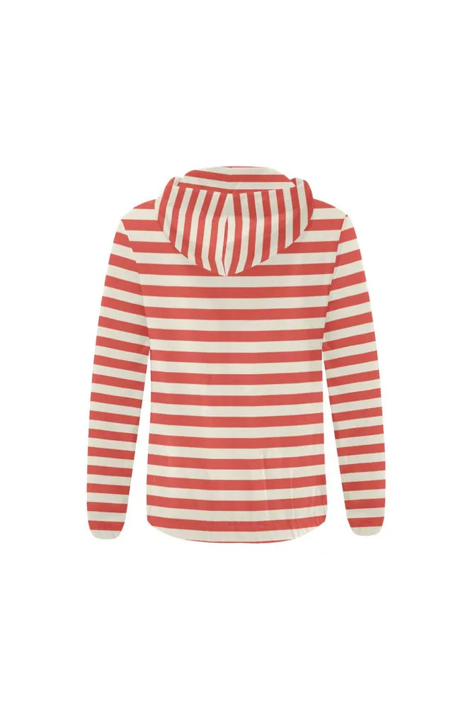 Coral Orange Mini Stripes All Over Print Full Zip Hoodie for Women (Model H14)