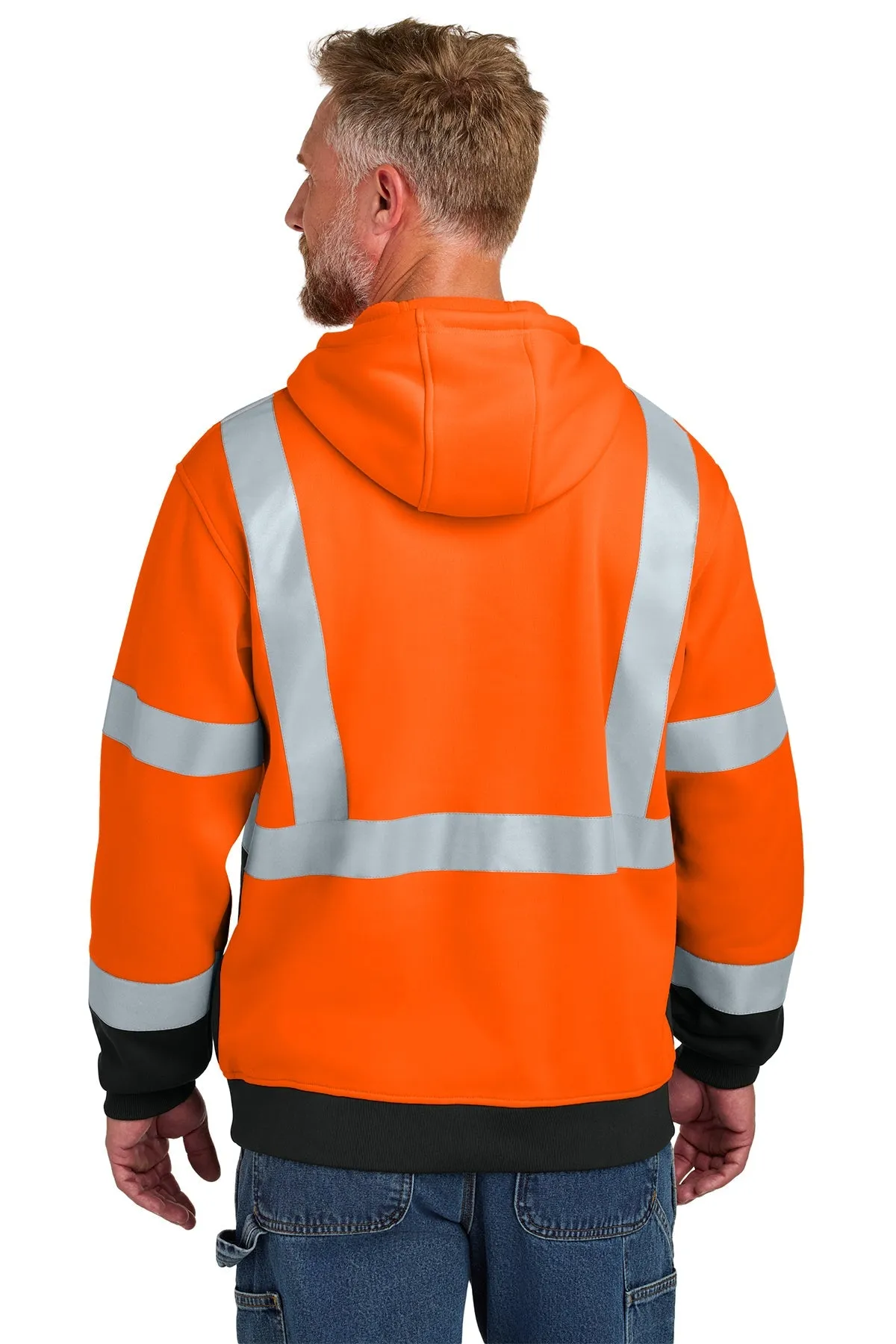 CornerStone ANSI 107 Class 3 Heavy-Duty Fleece Custom Pullover Hoodies, Safety Orange