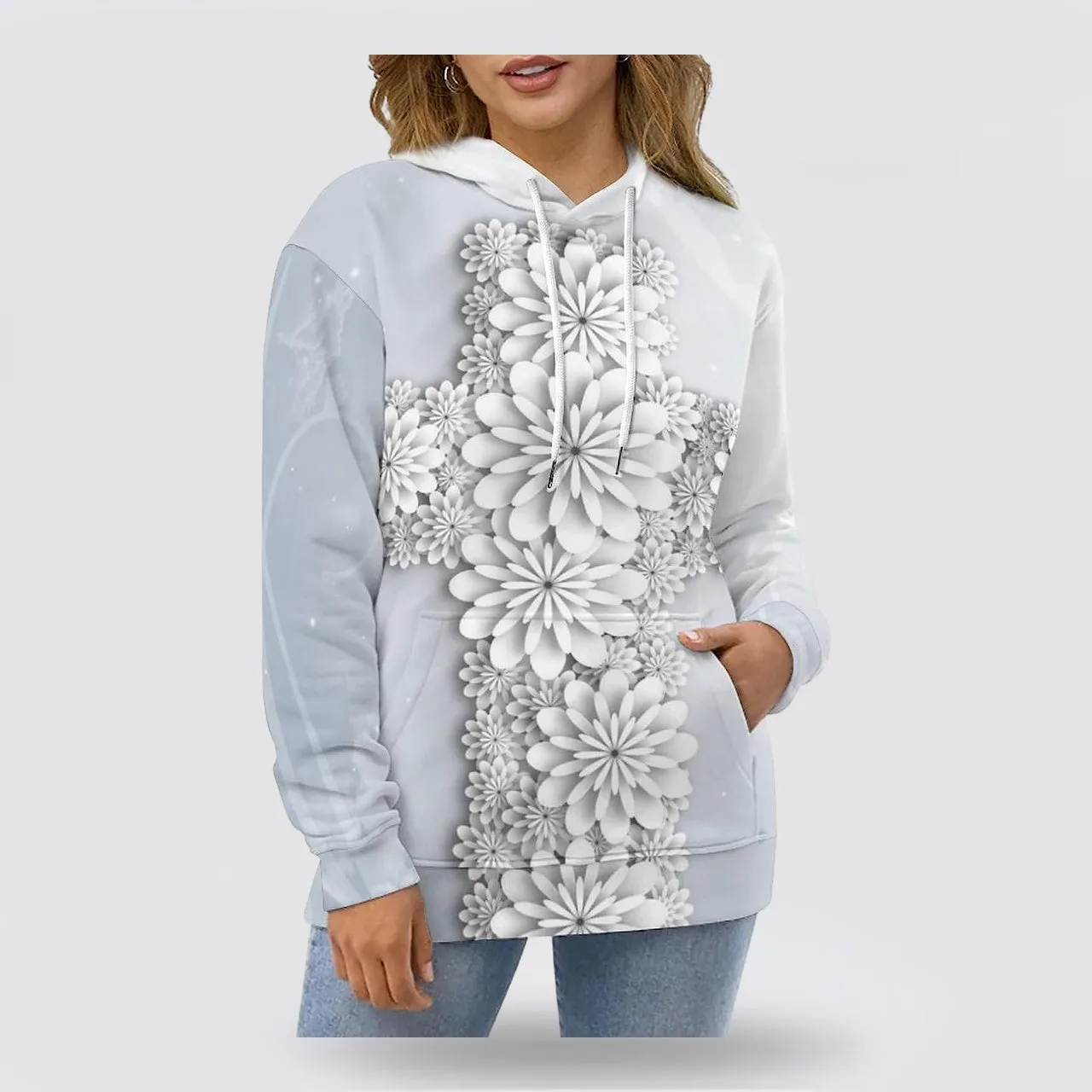 Cross Flowers 3d Hoodies For Women Men - Christian Apparel Hoodies