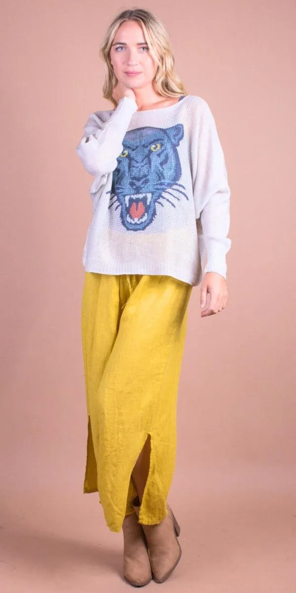 Emy Batwing Sweater with Black Panther Print