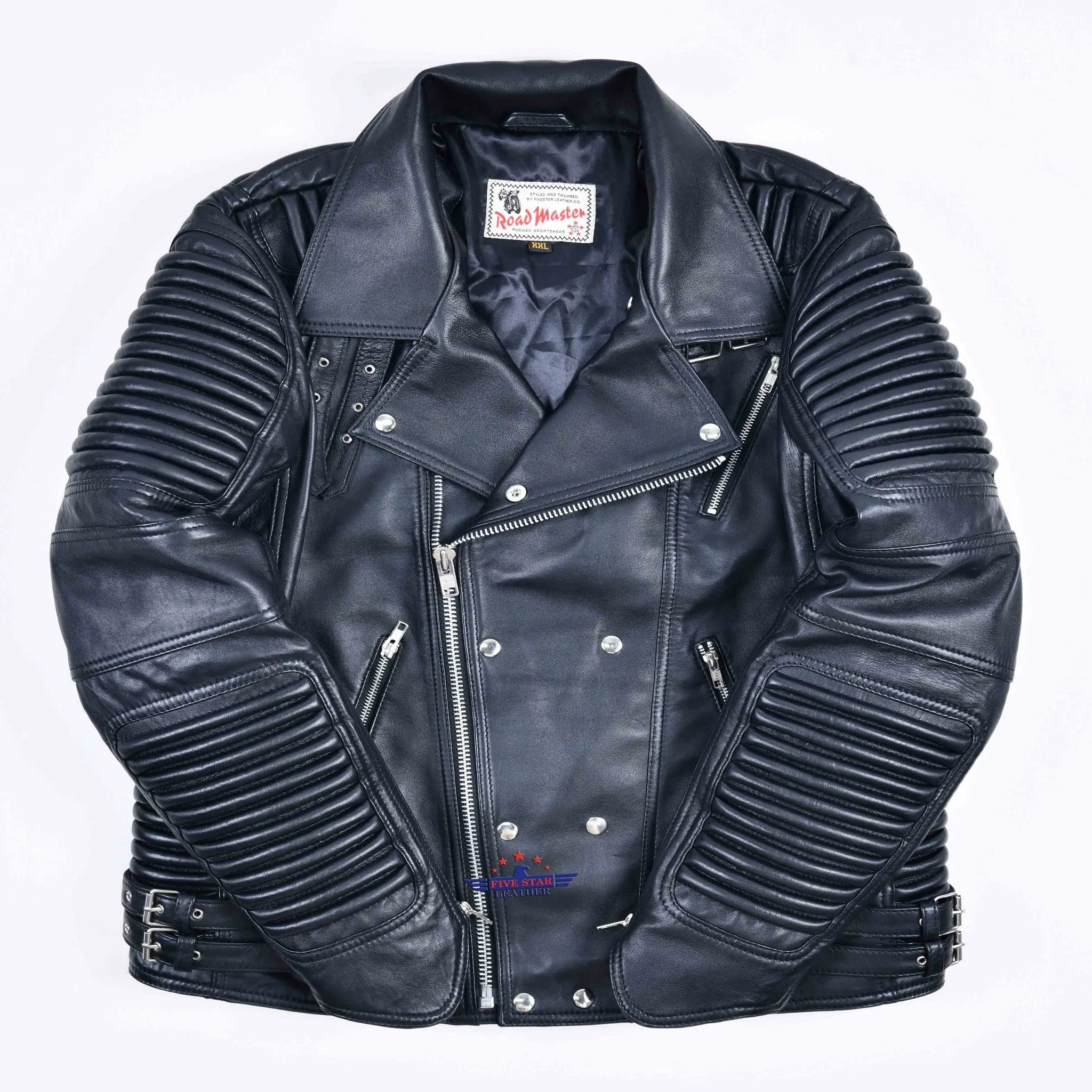 God Gift Men Black BUILD FOR SPEED Motor Biker Real Leather Jacket