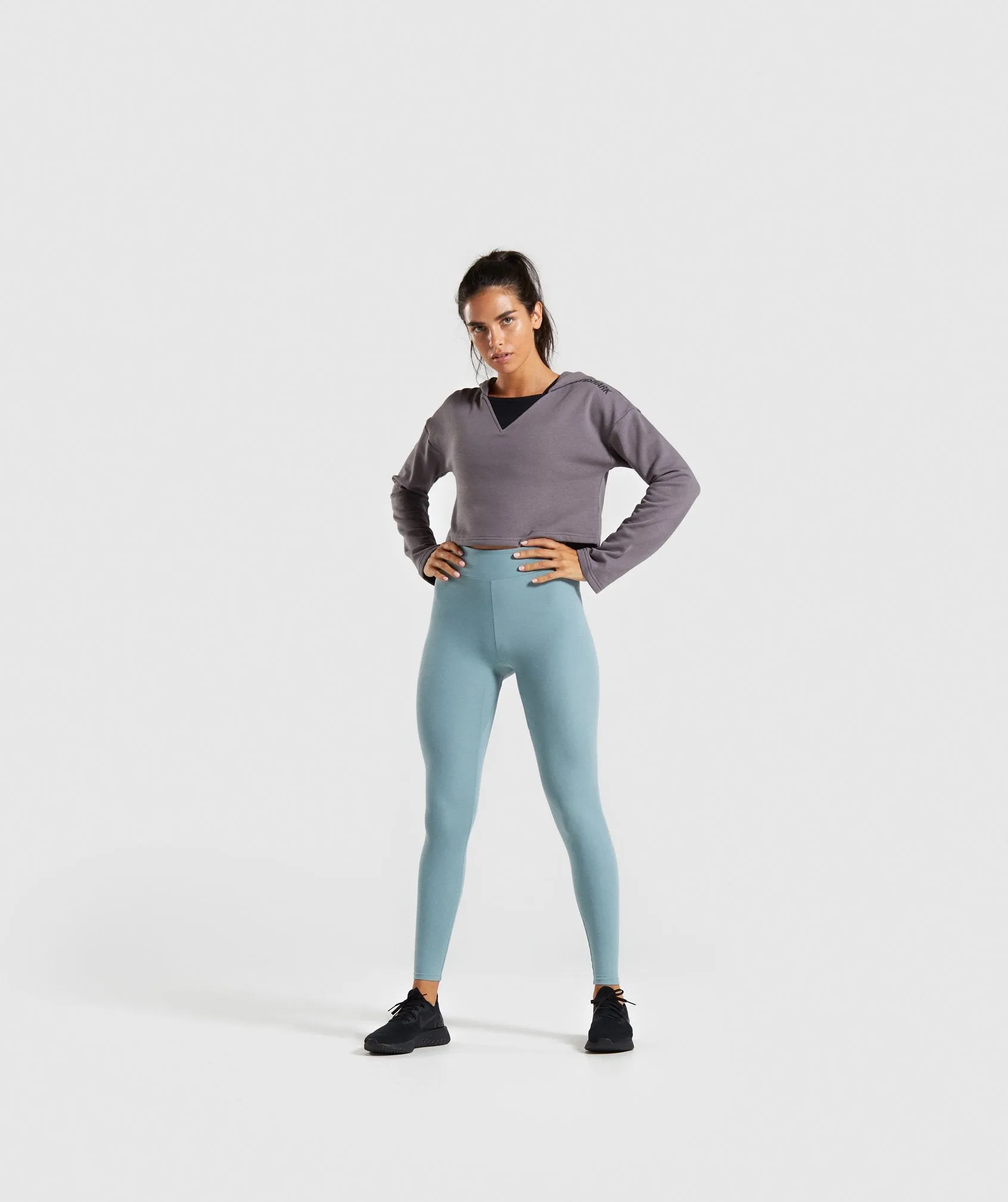 Gymshark Solo Cropped Hoodie - Slate Lavender