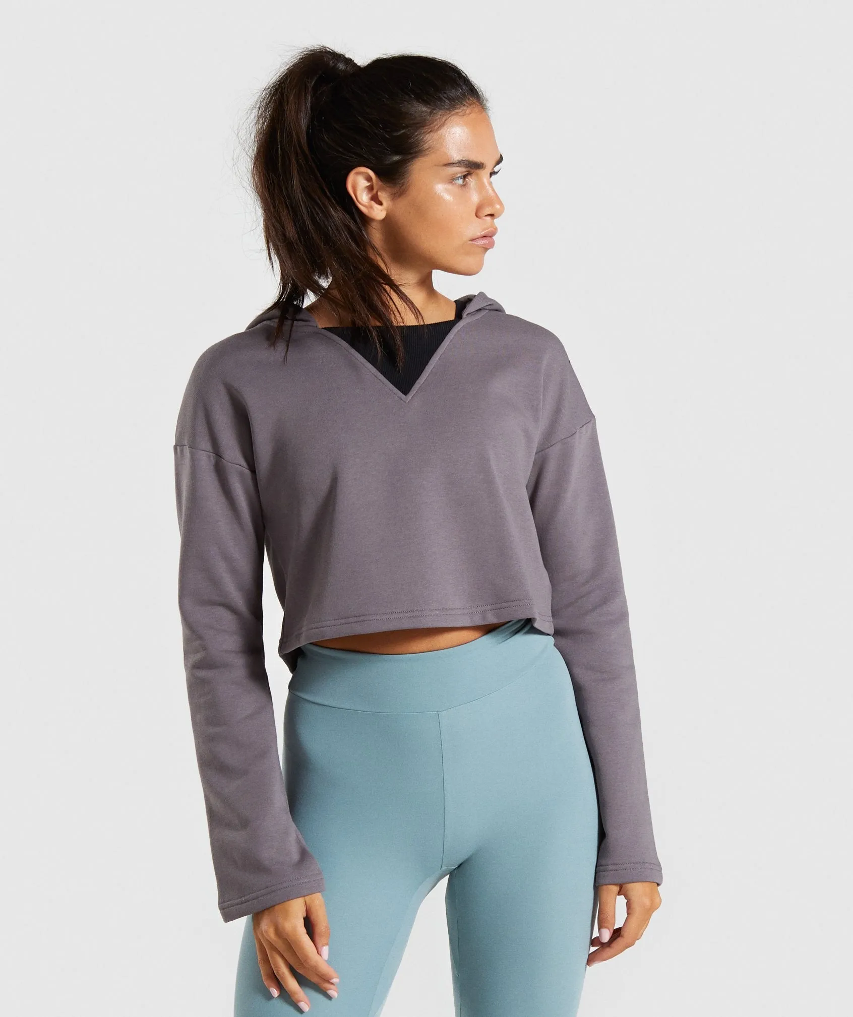 Gymshark Solo Cropped Hoodie - Slate Lavender