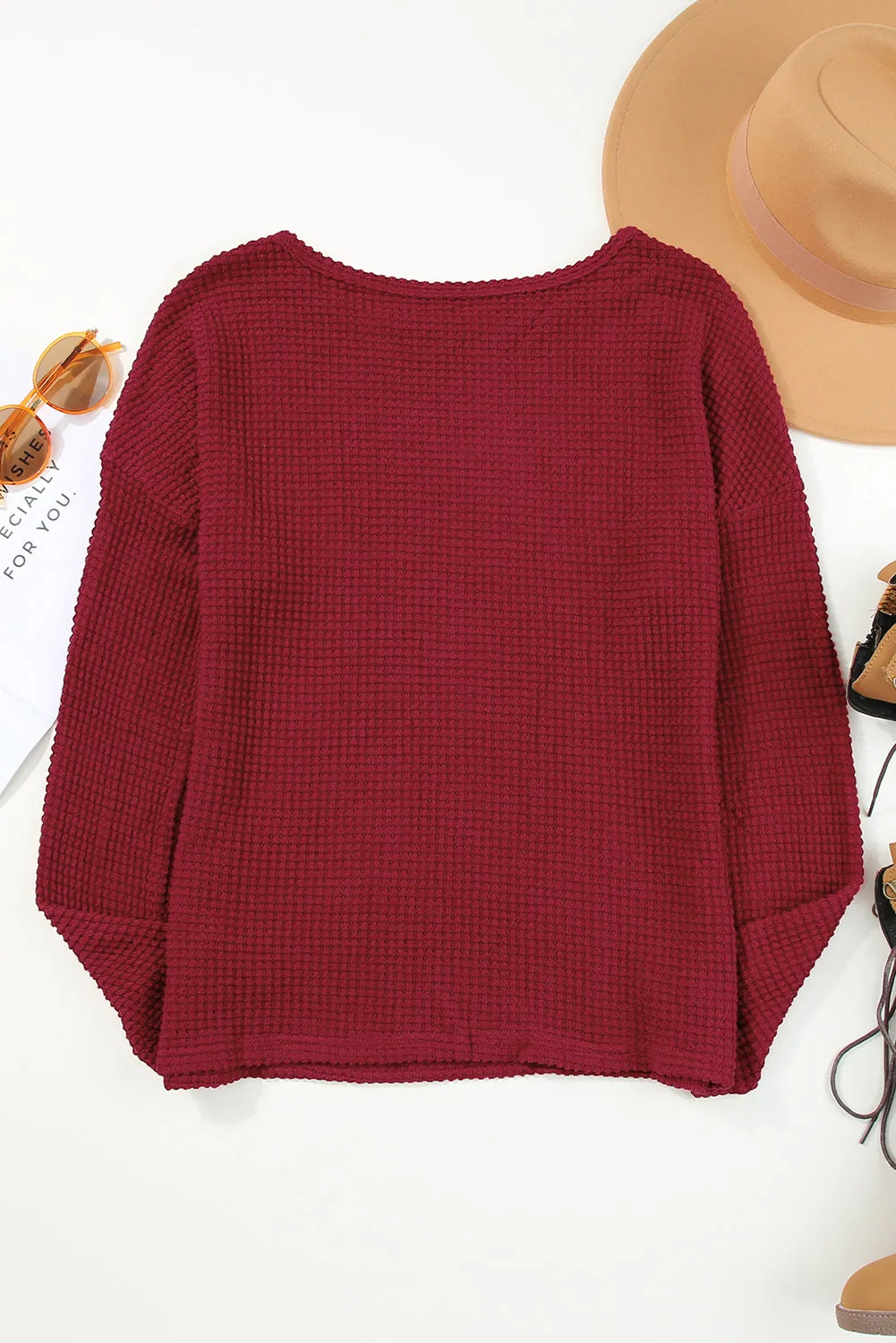 Knit Drop Shoulder Long Sleeve Top