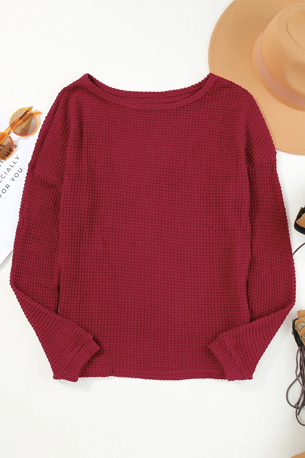 Knit Drop Shoulder Long Sleeve Top