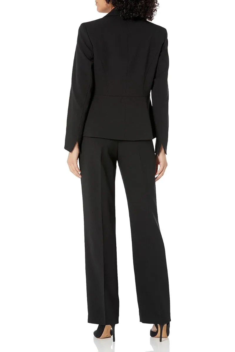 Le Suit Crepe One Button Seamed Jacket & Slim Pant ( Plus Size )