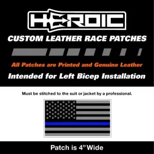 Leather Printed Patches - United States Flag - Thin Blue Line - Left Arm