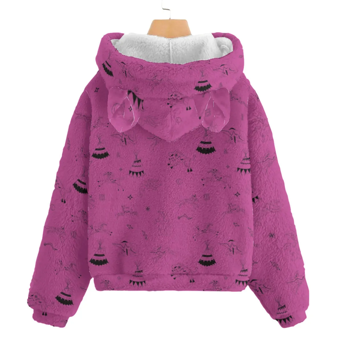 Ledger Dabbles Magenta Kid’s Borg Fleece Hoodie With Ear