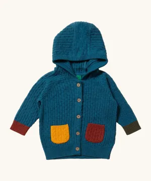 LGR From One To Another Teal Knitted Hooded Cardigan