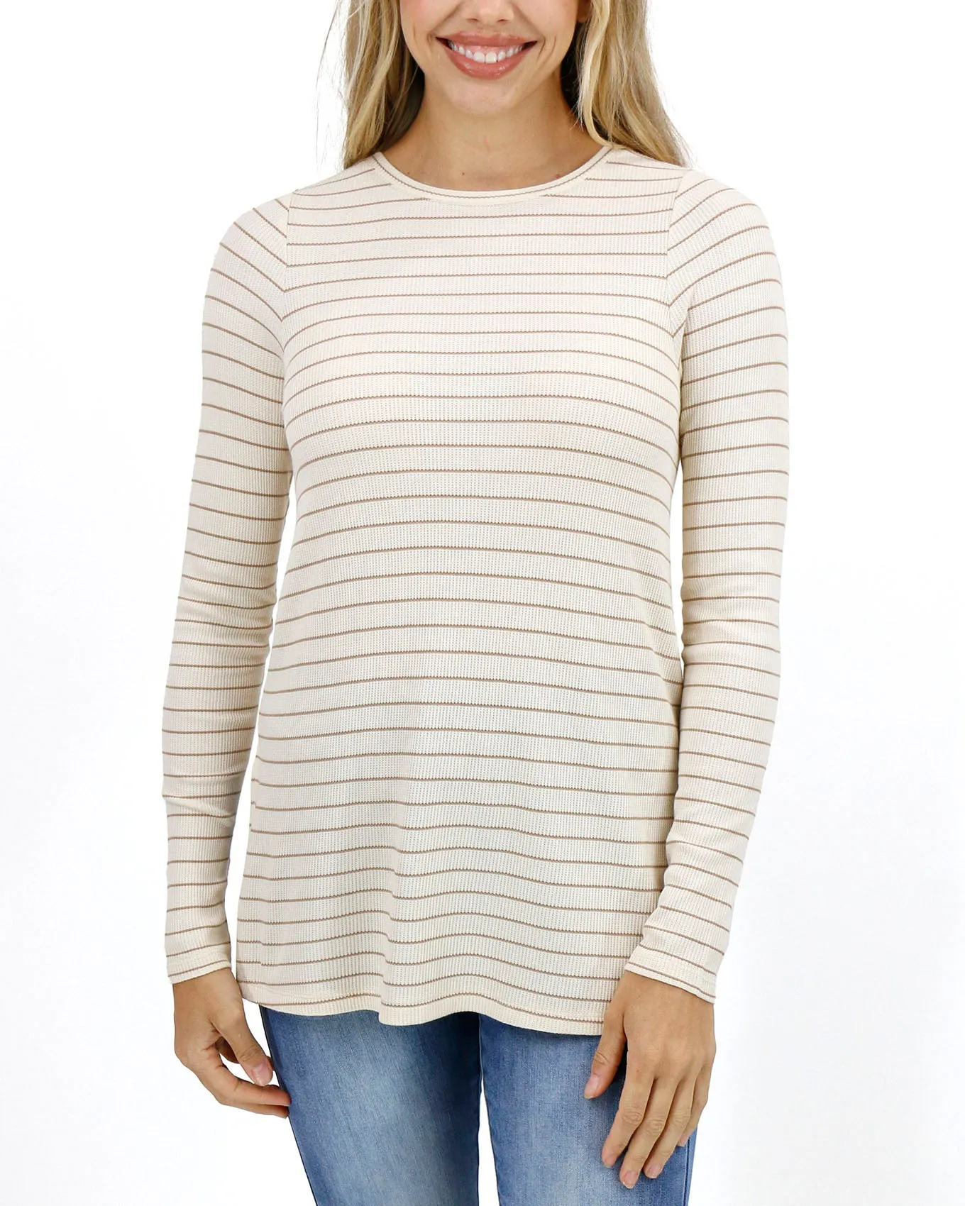 Long Sleeve Natural Stripe Tunic Tee