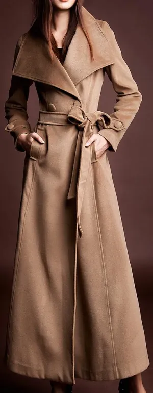 Long Wool Blend Coat, Khaki