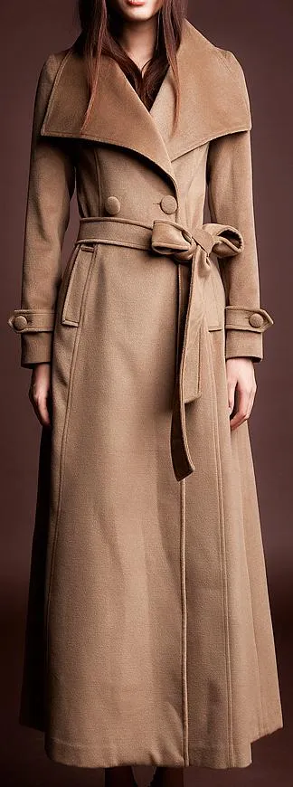 Long Wool Blend Coat, Khaki