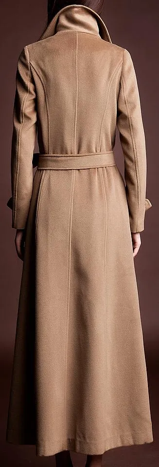 Long Wool Blend Coat, Khaki