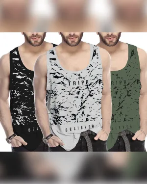 Men Vest  (Pack of 3) | black - grey- green