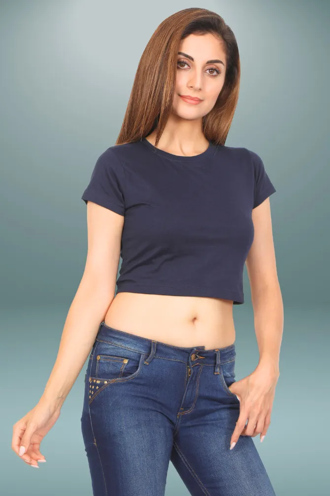 Navy Blue Crop Tops for women