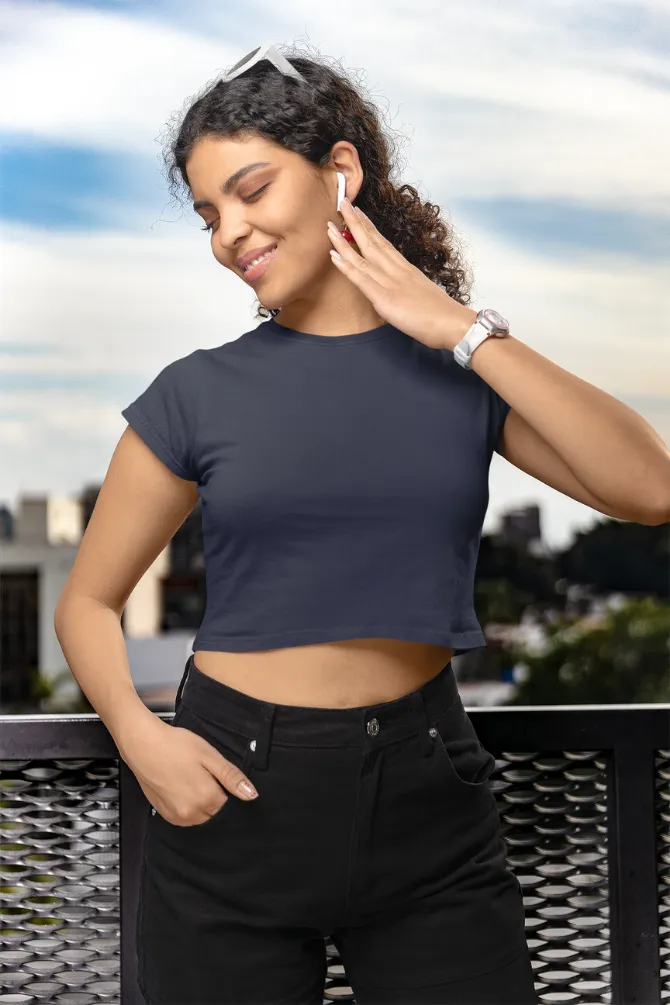 Navy Blue Crop Tops for women