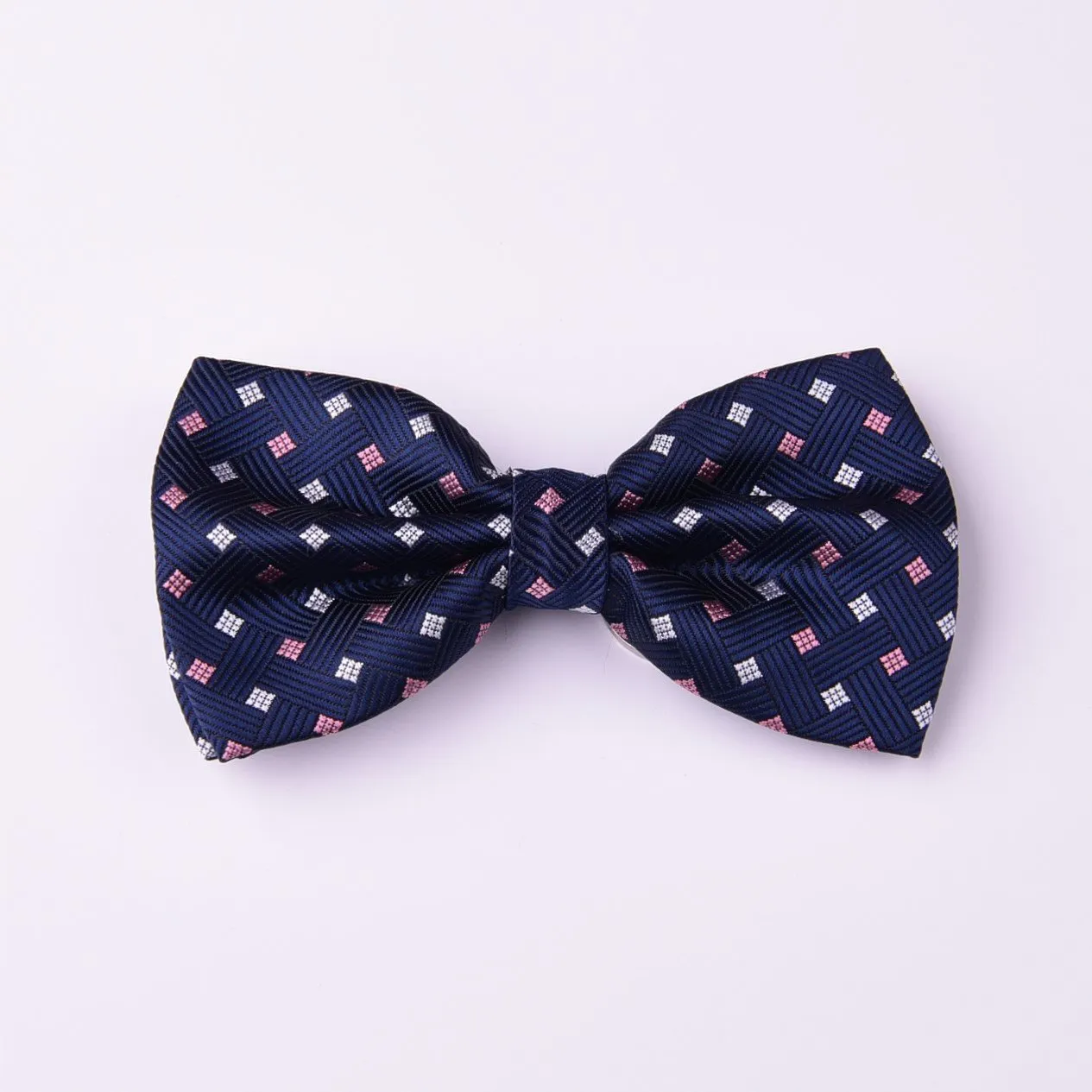 Navy Blue Formal Basketweave Geometric Bow Tie Australia