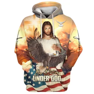 One Nation under God Jesus Eagle Cross Hoodies Jesus Hoodie Men & Women Christian Hoodie 3D Printed Hoodie