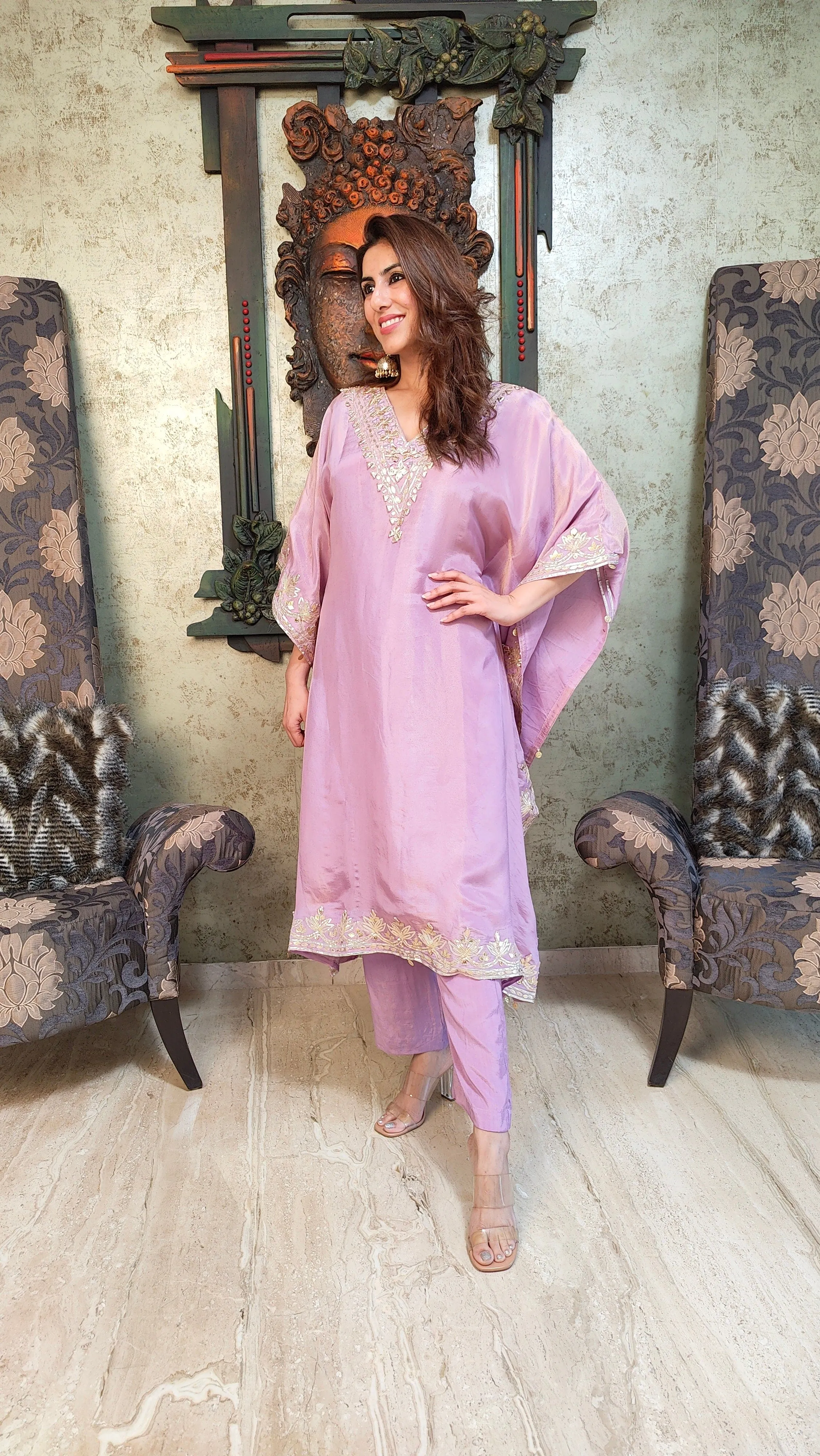 Pastel Purple Kaftan Set